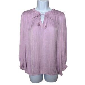 Rachel Rachel Roy Peasant Tassel Blouse Women’s Size Large Lilac Long Sleeve